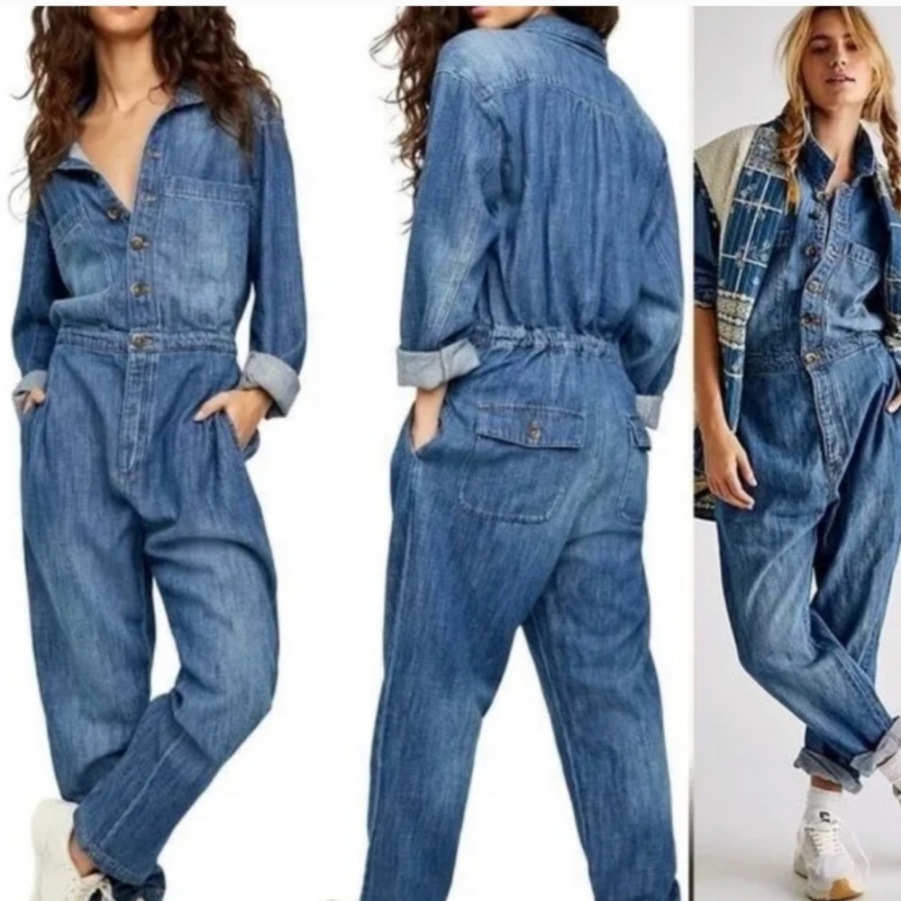 Free People Madrid Denim oversize Coverall